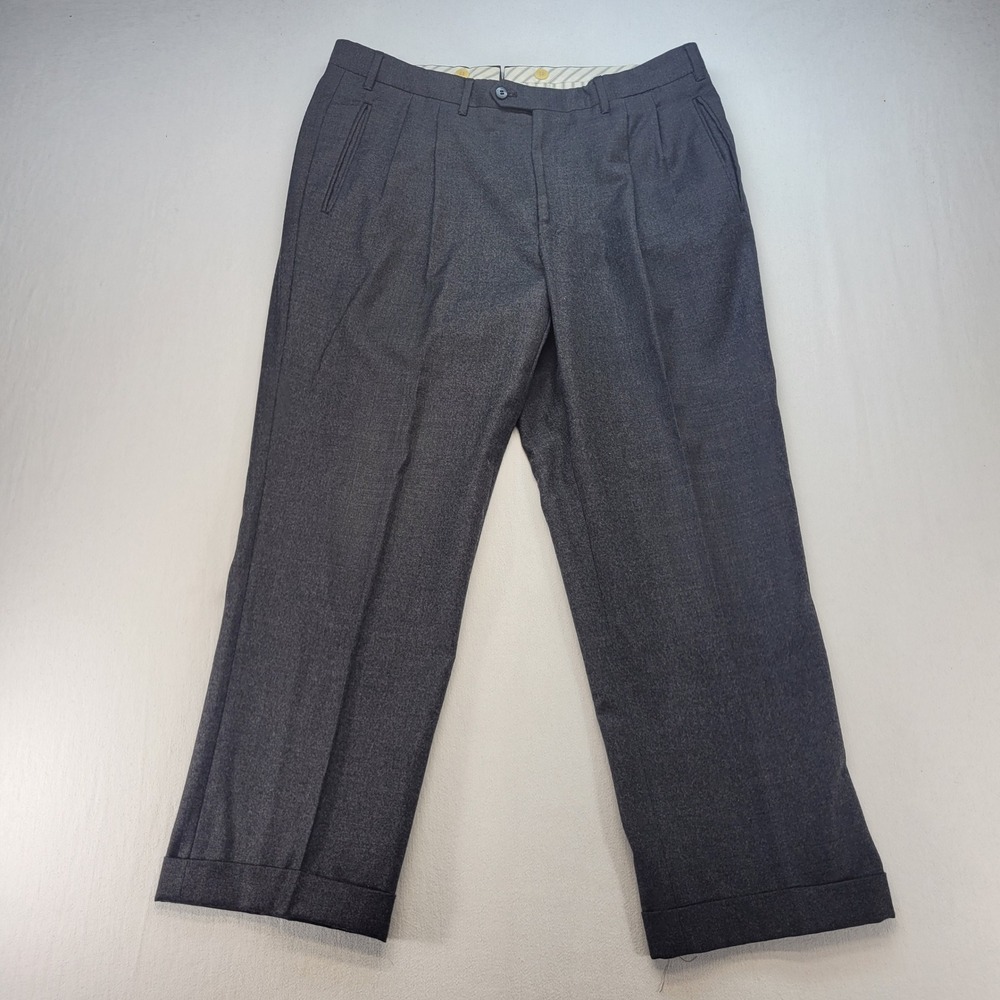 Pal Zileri Sartoriale Dress Pants Men 36x28 Charcoal Wool Cashmere Pleated Cuff